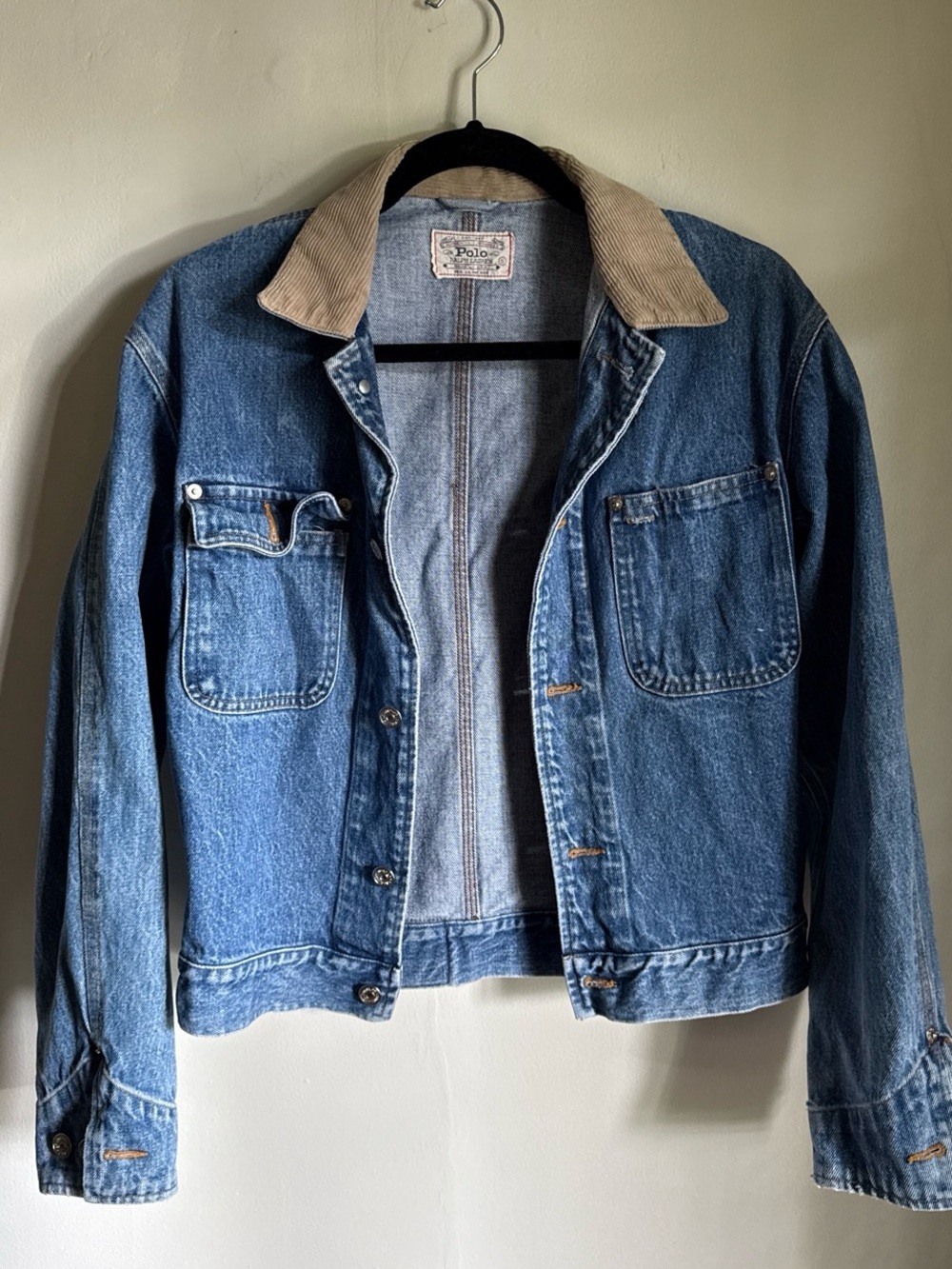 Polo by Ralph Lauren Blue Denim Jacket with Tan Corduroy Collar